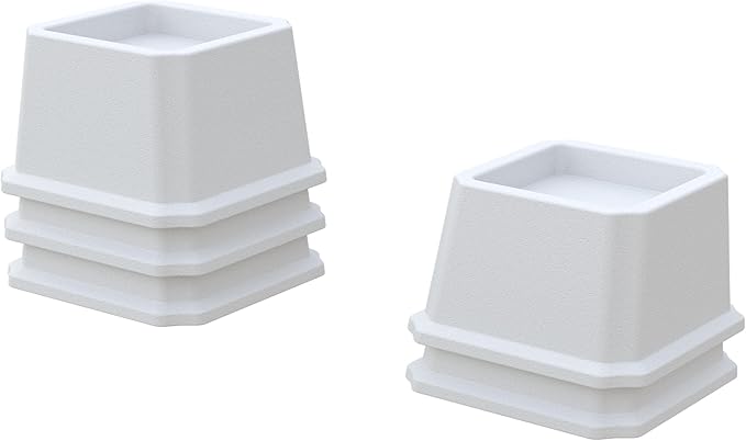 Bed Risers 2 Inch Heavy Duty Bed Elevators, Set of 6 Lifts Up 2000 lbs Furniture Riser for Sofa and Table, White