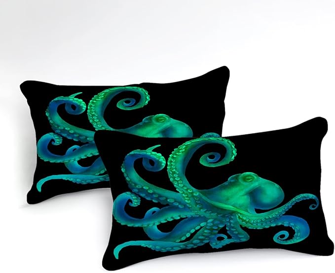 Bedbay Ocean Octopus Comforter Set King Size Ocean Animal Comforter Set for Kids Teens Sea Marine Themed Octopus Bedding Tentacles Pattern King Bedding Set