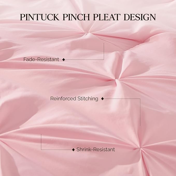Andency Pink Twin Size Comforter Set (66x90Inch), 2 Pieces Soft Lightweight Cute Pinch Pleat Comforter Set for Kids Girls Teens, All Season Western Warm Down Alternative Bed Set for Dorm Bedroom