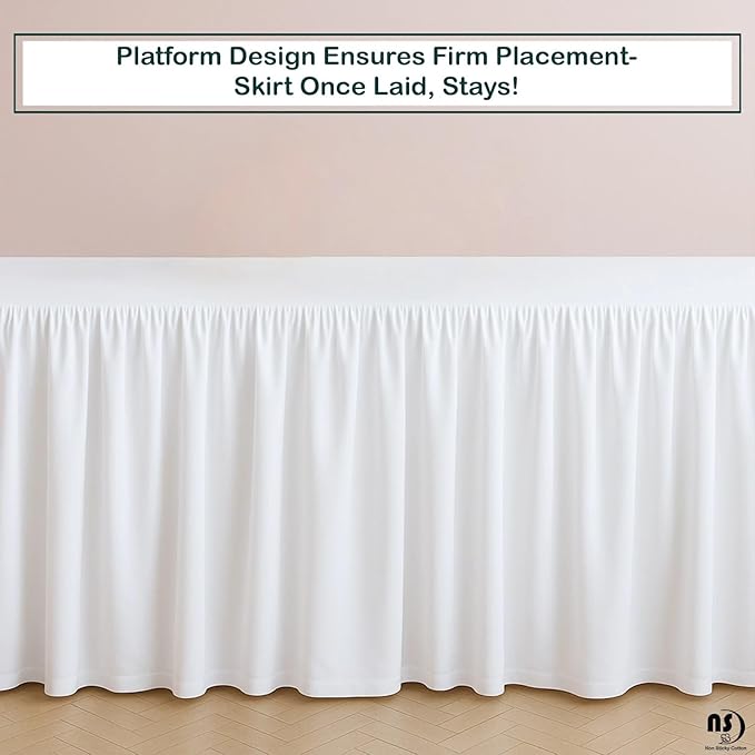 Premium Microfiber King Ruffled Bed Skirt, 18” Drop with Split Corners, Soft Wrinkle Free Bedskirt with Platform, Solid White Dust Ruffle for 78" x 80" Mattress