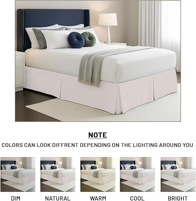 SGI Bedding 9 inch Drop Bed Skirt Twin Size - Platform Style with Secure Fit, Classic Tailored Look, Elegant Pleated Style Dust Ruffle, Split Corners, Wrinkle Resistant Microfiber - Warm Grey