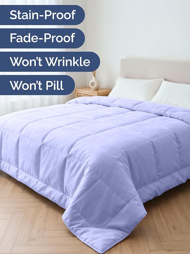 Cal King Size, Lavender Alternative Down Comforter - Warm, Lightweight & Breathable Hotel Quality Bedding for Men, Women, Kids & Teens - All Season Oversized Cooling Microfiber Duvet Insert Comforter