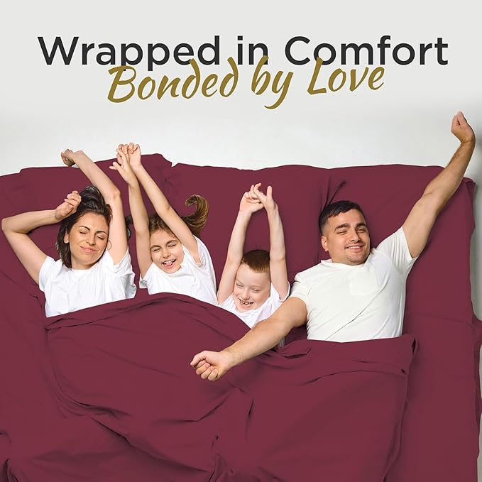 Full XL 100% Microfiber Double Brushed Sheet Set - Extra-Soft, Breathable & Wrinkle-Free - 15" Deep Pockets, 54" x 80" - Ideal for Extra Long Full Beds - 4PC Set (Full XL, Burgundy)