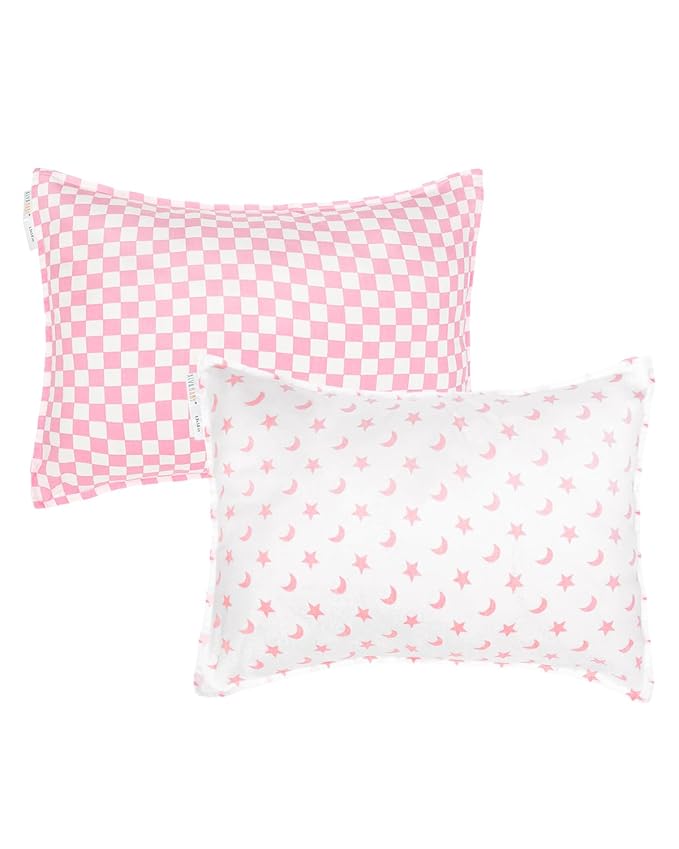 ALVABABY Toddler Pillowcases 2 Pack Organic Cotton Kids Pillow Cover Fit 13"x 18" or 12"x28" Envelope for Girl Boy Sleepy Travel 2TPW33A