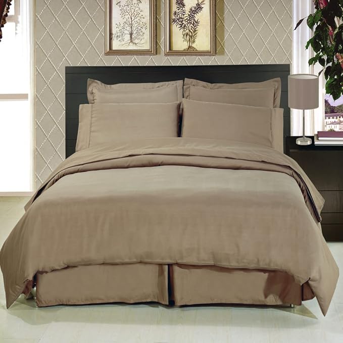 Royal Hotel's 8pc Queen size Bed-in-a-Bag Solid Brown 300-Thread-Count Siberian Goose Down Alternative Comforter 100 percent Egyptian-Cotton 100% Cotton - includes sheets and Duvet Cover Sets
