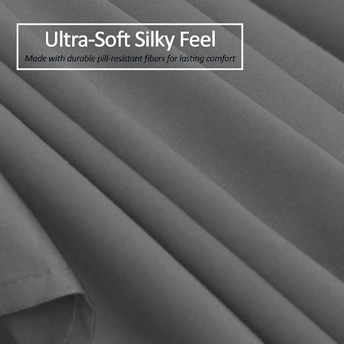 Bed Skirt - 25 Inch Fall Tailored Drop Pleated Dust Ruffle, 100% Egyptian Cotton - Solid Pattern and Color { Olympic Queen , Solid , Dark Grey}