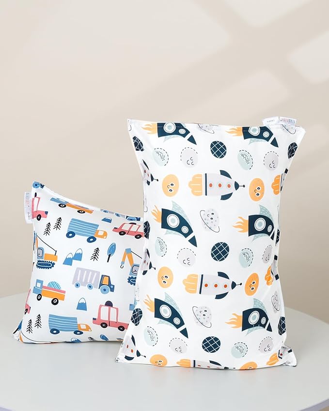 ALVABABY Toddler Pillowcases Stretchy Soft Kids Pillow Cover 2 Pack Fit 13"x 18" or 12"x16" Envelope for Girl Boy Sleepy Travel 2TPE22A