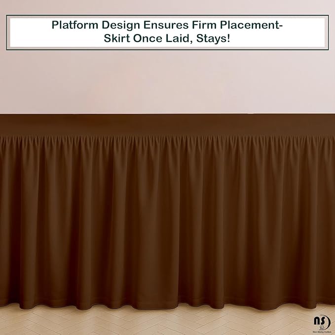 Premium Microfiber Full XL Ruffled Bed Skirt, 6” Drop with Split Corners, Soft Wrinkle Free Bedskirt with Platform, Solid Chocolate Dust Ruffle for 54" x 80" Mattress