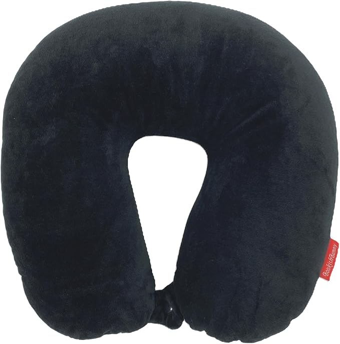 Bookishbunny U Shaped Micro Beads Microbead Neck Head Support Travel Pillow, 12"x12"x4" (SolidBlack)