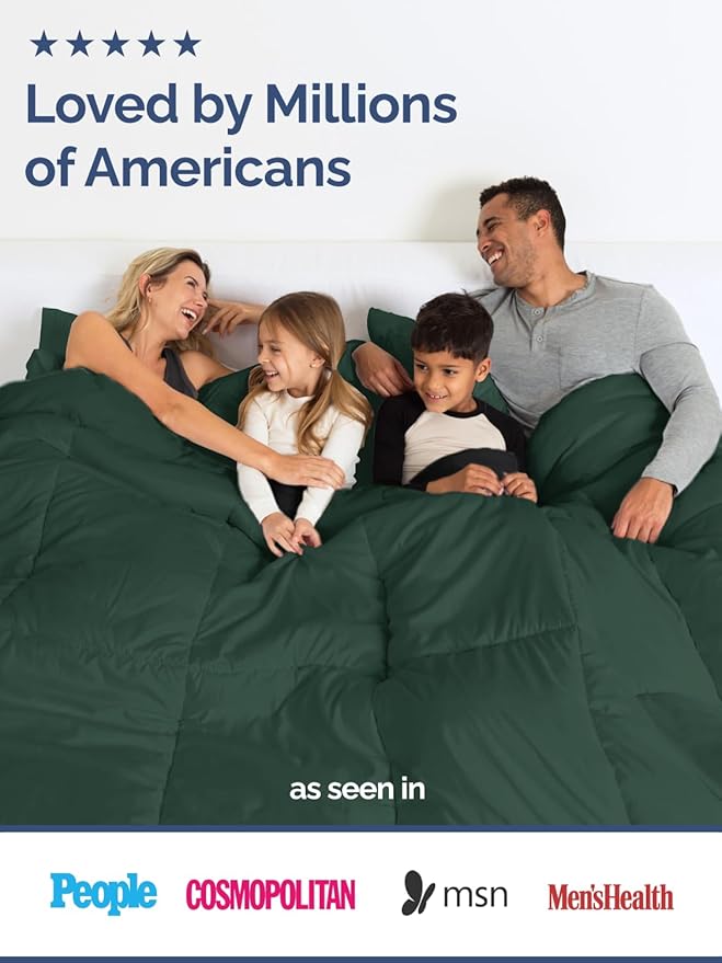 Full Size, Emerald/Light Sage Green Alternative Down Comforter - Warm & Breathable Hotel Quality Bedding for Men, Women, Kids & Teens - All Season Oversized Cooling Microfiber Duvet Insert Comforter