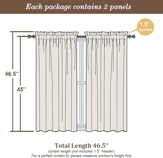 Chyhomenyc Hot Pink Sheer Curtains 45 Inch Long 2 Panels, Light Filtering Short Soft Airy Short Cafe Curtains, Modern Rod Pocket for Dinning Living Room Bedroom, 42Wx45L Inches