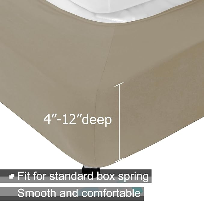 Alyvia Spring Box Spring Cover Full Size - Jersey Knit & Stretchy Wrap Around 4 Sides Bed Skirt for Hotel & Home - Full/Full XL, Taupe