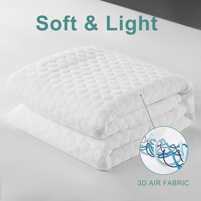 MERITLIFE 100% Waterproof Mattress Protector King Size,Cooling Breathable Mattress Pad Cover 3D Air Fabric,8-21" Extra Deep Pocket,Washable,Noiseless (Beehive,King 78"x80")