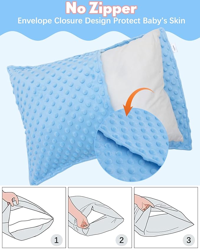 ALVABABY Toddler Pillowcase Kids Pillow Cover Polyester Bean Velvet Soft Warm 2 Pack Fit 13"x 18" or 12"x16" Envelope for Girl Boy Sleepy Travel 2TPD04A