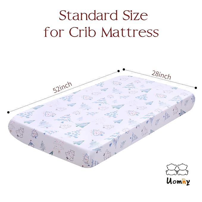 UOMNY Crib Sheet, Christmas Crib Sheets Baby Sheet for Standard Crib and Toddler Mattresses Nursery Bedding Sheet Crib Mattress Sheets for Boys and Girls 1 Pack Toddler Sheet