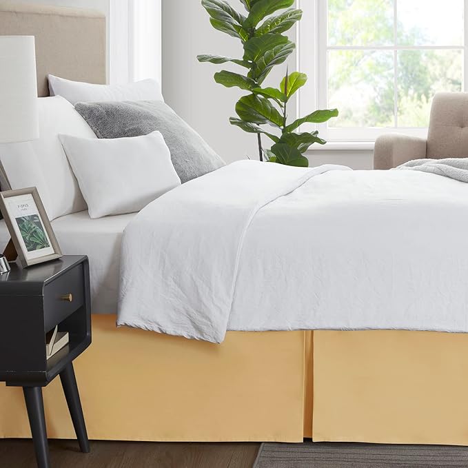 Nestl Gold Bed Skirt Queen Size - Queen Bed Skirt 14 Inch Drop - Brushed Microfiber Bed Skirts - Hotel Quality Pleated Bed Skirt - Shrinkage & Fade Resistant