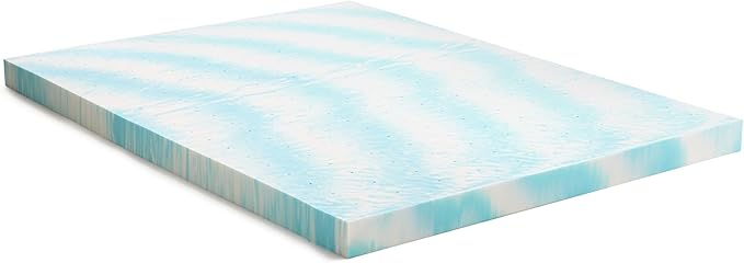 Linenspa 4 Inch Swirl Gel Memory Foam Mattress Topper, Twin Size – Cooling Gel Infused, Ventilation Holes – Pressure Relieving Bed Topper – CertiPUR Certified