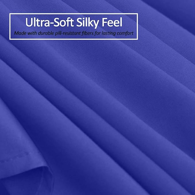 Bed Skirt - 25 Inch Fall Tailored Drop Pleated Dust Ruffle, 100% Egyptian Cotton - Solid Pattern and Color ( Cal- King, Solid, Royal Blue)