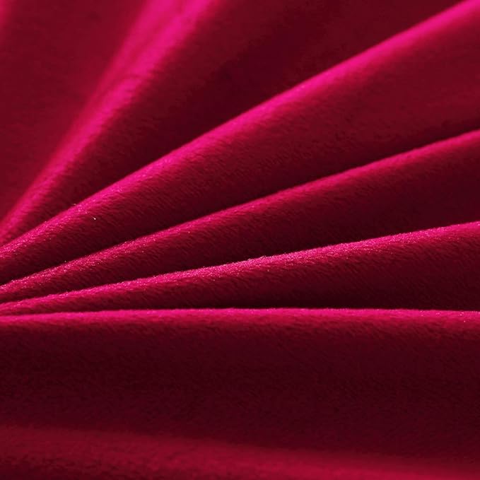 Uhamho Faux Fur Velvet Fluffy Bedding Duvet Cover Set Down Comforter Quilt Cover with Pillow Shams, Ultra Soft Warm (Burgundy, King)