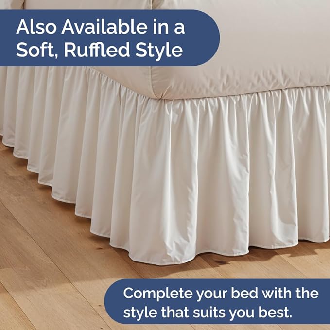 Pleated Bed Skirt Full Size - 3 Sided Pleated Bed Skirt Full - Ultra-Soft, Easy Fit with 18 Inch Tailored Drop - Hotel Quality, Wrinkle Free & Fade Resistant - for Women, Men, Kids & Teens - White
