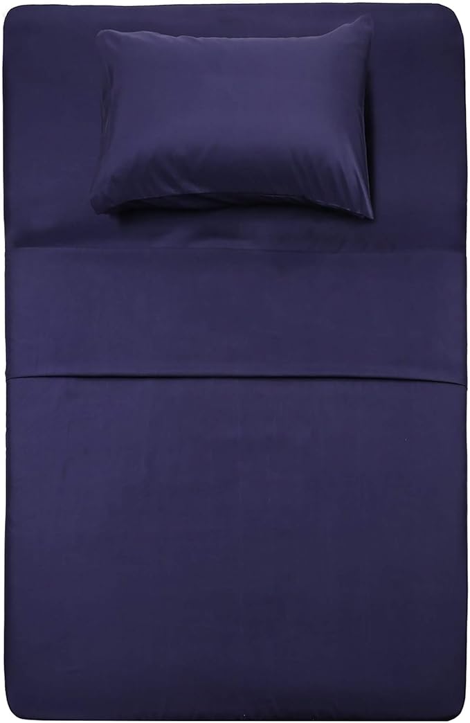 Best Season Bed Sheet Set - 1 Flat Sheet,1 Fitted Sheet and 1 Pillow Cases, Extra Soft Luxury Bedding Set,Deep Pockets,Wrinkle,Fade Resistant - Hypoallergenic- 3 Piece (Twin, Blue)