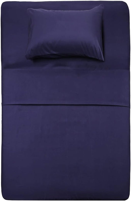 Best Season Bed Sheet Set - 1 Flat Sheet,1 Fitted Sheet and 1 Pillow Cases, Extra Soft Luxury Bedding Set,Deep Pockets,Wrinkle,Fade Resistant - Hypoallergenic- 3 Piece (Twin, Blue)