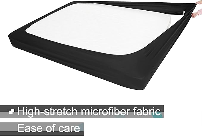 Box Spring Cover Queen Size - Jersey Knit & Stretchy Wrap Around 4 Sides Bed Skirt for Hotel & Home - Queen/ Queen XL, Black