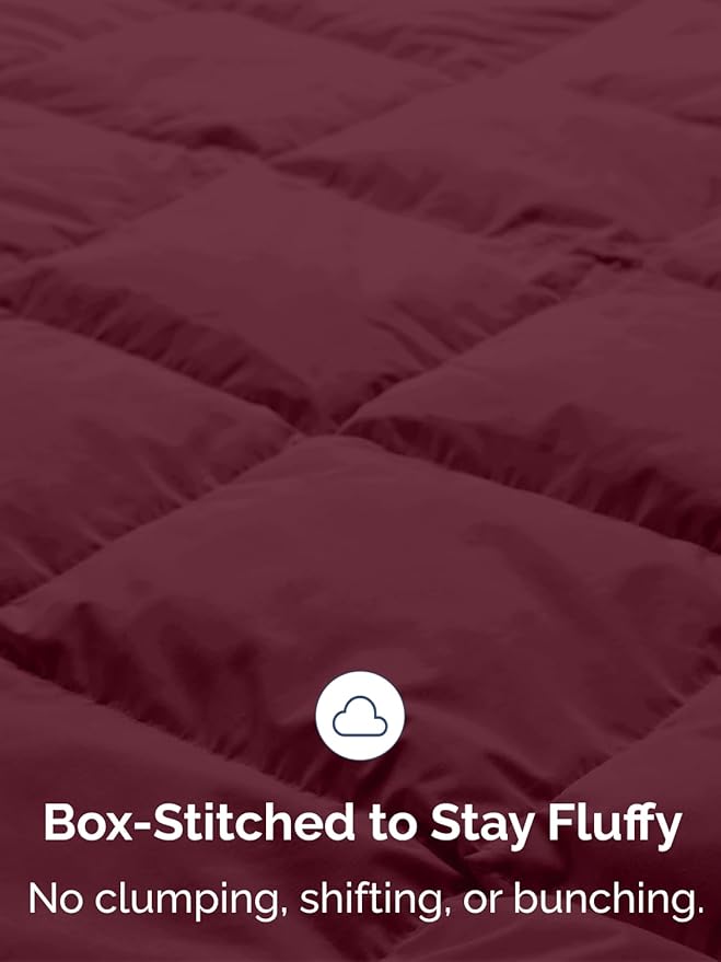 Full Size, Burgundy Alternative Down Comforter - Warm, Lightweight & Breathable Hotel Quality Bedding Set for Men, Women, Kids & Teens - All Season Oversized Cooling Microfiber Duvet Insert Comforter