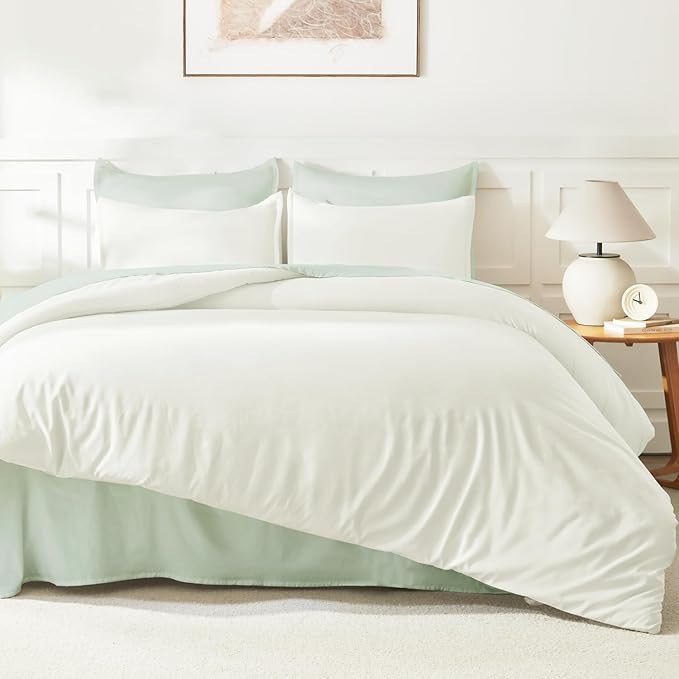 Litanika Ivory Comforter Set Full Size, 3 Pieces Lightweight Solid Bedding Comforter Set, All Season Fluffy Bed Set (79x90In Comforter & 2 Pillowcases)