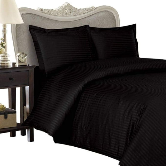 4 Piece Luxurious 1000 Thread Count Cal King Size Siberian Goose Down Comforter Set 100% Egyptian Cotton, Black Stripe Color, 1000 TC - 750FP - 50Oz.