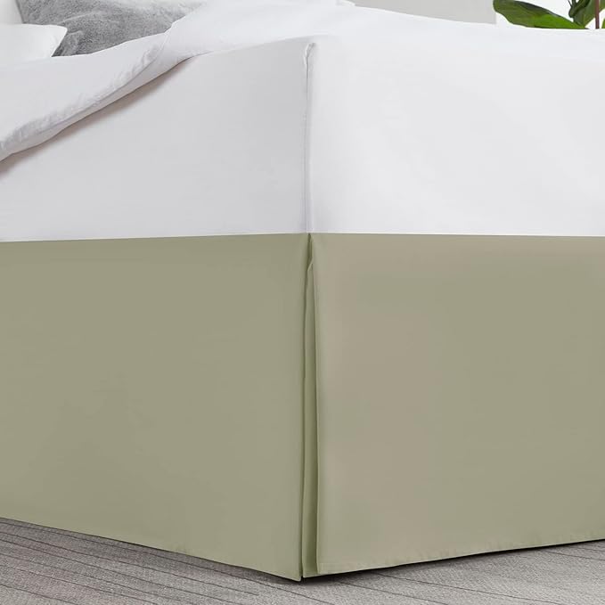 Nestl Green Full XL Bed Skirt - Full XL Size Bed Skirt 14 Inch Drop - Brushed Microfiber Bed Skirts - Hotel Quality Pleated Bed Skirt - Shrinkage & Fade Resistant