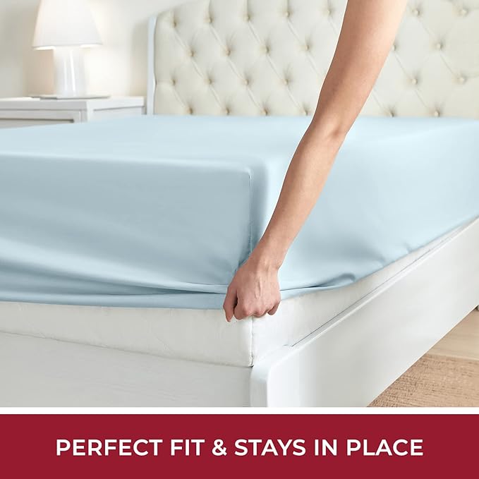 Mellanni Queen Fitted Sheet - Iconic Collection Bedding Sheets with up to 16 inch Deep Pocket - Soft & Cooling - Fade & Stain Resistant - 1 PC (Queen, Aqua)