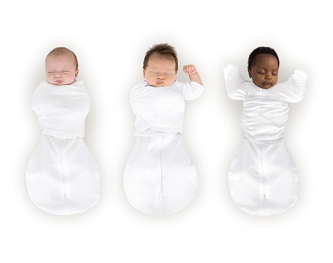 SwaddleDesigns 6-Way Omni Swaddle Sack, Arms Up Swaddle for Newborn, More Options to Calm Startle Reflex, Improves Sleep, Small, 12-18 lbs, Sterling Polka Dots