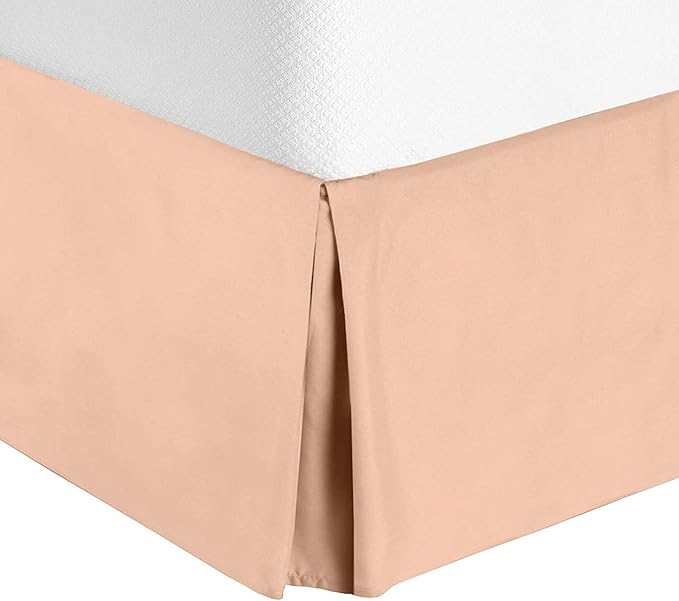 Bed Skirt - Soft Quadruple Pleated Ruffle - Easy Fit with 16 Inch Tailored Drop - Hotel Quality, Shrinkage and Fade Resistant//Peack/Twin
