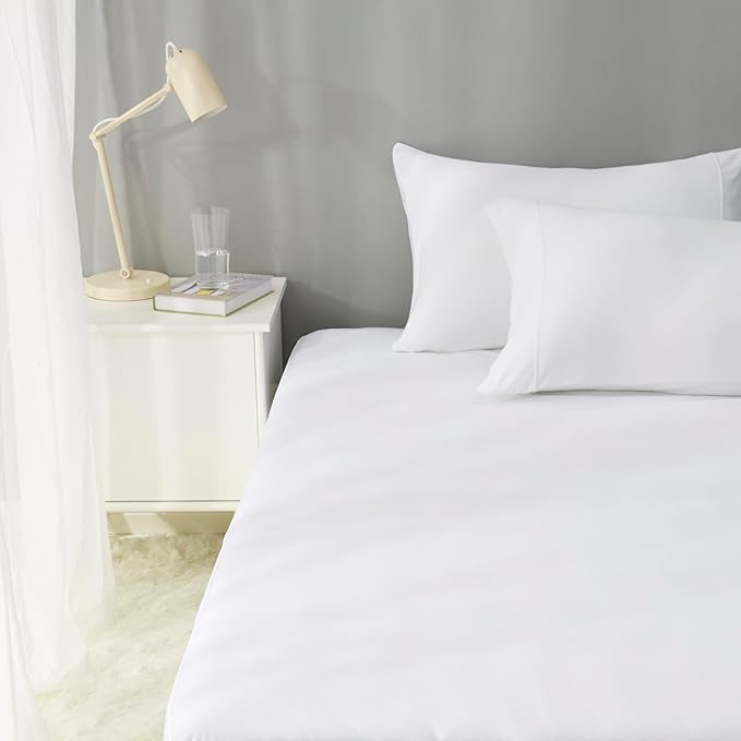 Amazon Basics Waterproof Mattress Protector, Bed Bug and Dust Mite Barrier, King, White