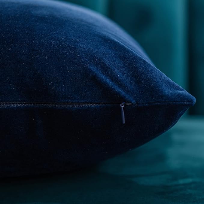 Lumbar Pillow Covers 12x20 Navy Blue: Pack of 2 Cozy Soft Velvet Rectangular Modern Luxury Decorative Throw Pillow Cases for Sofa Couch Living Room Bed Home Decor