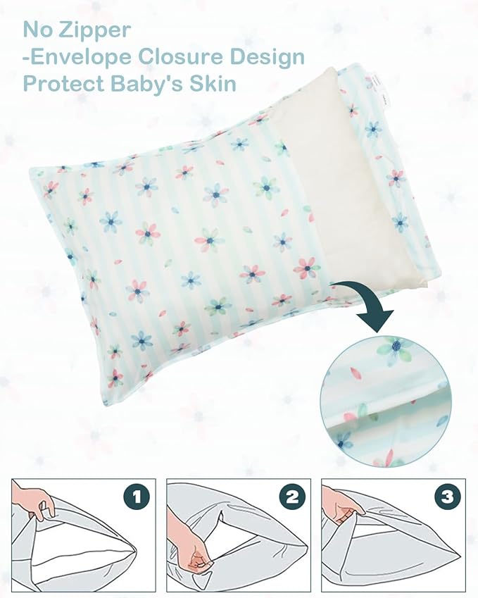 ALVABABY Toddler Pillowcases Stretchy Soft Kids Pillow Cover 2 Pack Fit 13"x 18" or 12"x16" Envelope for Girl Boy Sleepy Travel 2TPE28A