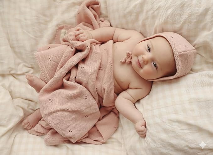 Baby Gift Set - Organic Cotton Newborn Blanket Essentials, Thoughtful Baby Shower & New Baby Gift for Boys & Girls (Pointelle - Ballet Slippers)
