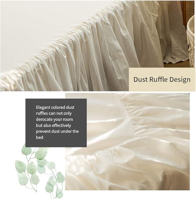 Simple&Opulence Belgian Linen Bed Skirt with Classic 16 inch Tailored Drop Dust Ruffle, Easy Fit Breathable Premium Natural Flax- Pleated White, Queen