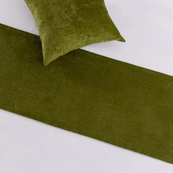 AMBERIS Bed Runner Green, Chenille Soft No Fading Modern Bed Scarf (Pillowcases Sold Separately)