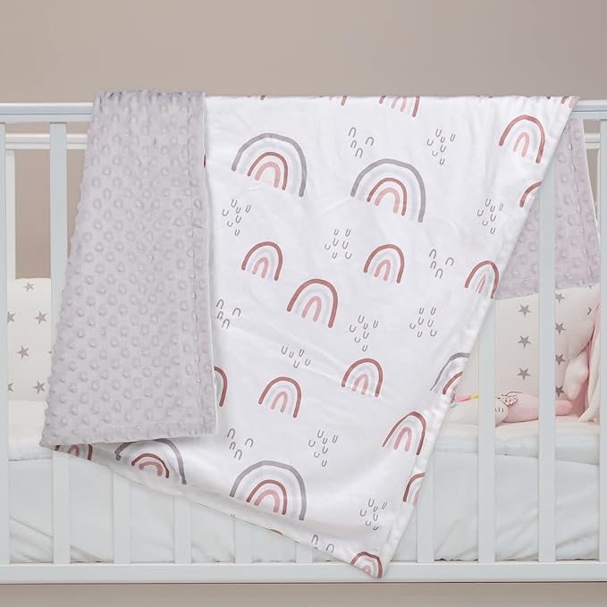 Baby Blankets for Girls, Rainbow Super Soft Nursery Minky Blanket for Newborn Baby, Double Layer with Dotted Backing, Essentials Receiving Bed Throw Blanket Stroller Crib Shower Gifts, 30 x 40 Inch