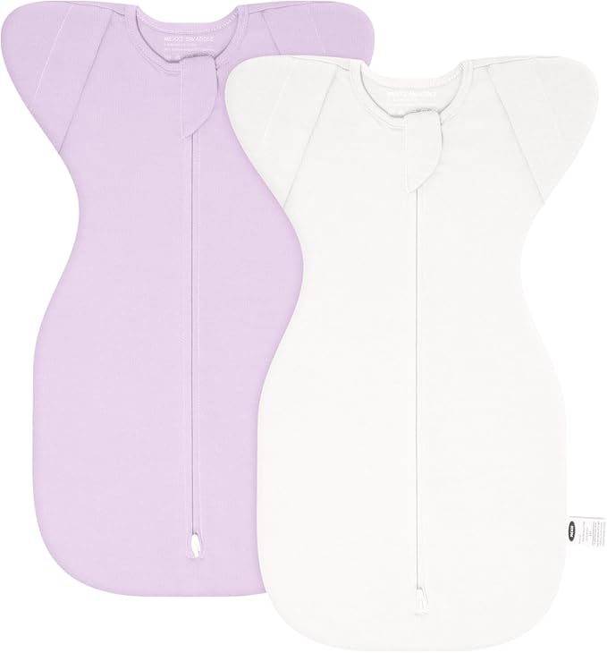 MEXXI Swaddle Baby Sleep Sack With Arms Up, 2 Pack Baby Transitional Swaddle with Double Zipper,0.5 TOG