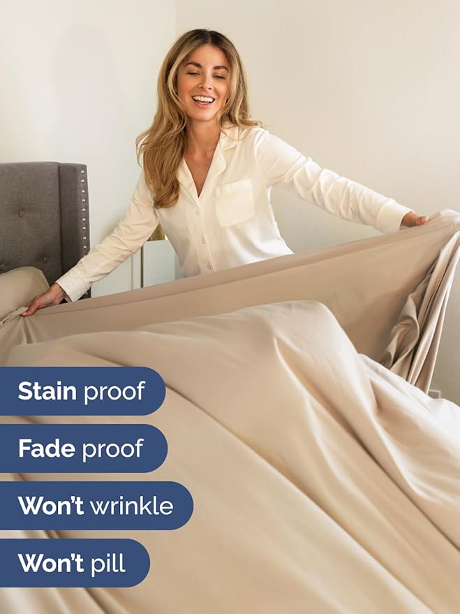 Extra Deep Full Sheet Set - 6 Piece Breathable and Cooling Sheets - Hotel Luxury Bedding for Women, Men, Kids & Teens - Easy & Secure Fit - Soft, Wrinkle Free and Comfy - Extra Deep Pockets - Cream