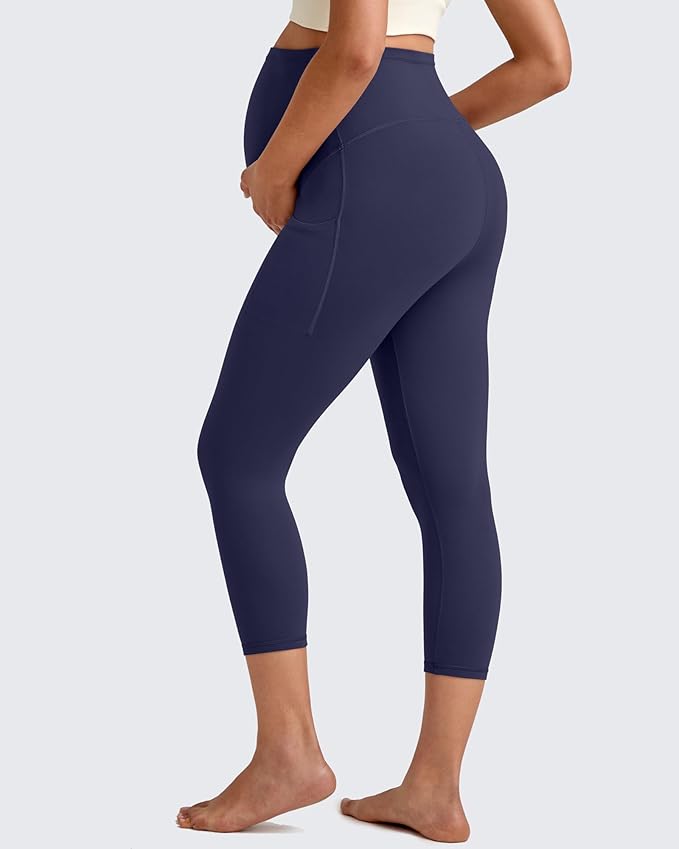 G4Free BareFeel Maternity Leggings with Pockets Over The Belly Stretchy Workout Yoga Pregnancy Pants