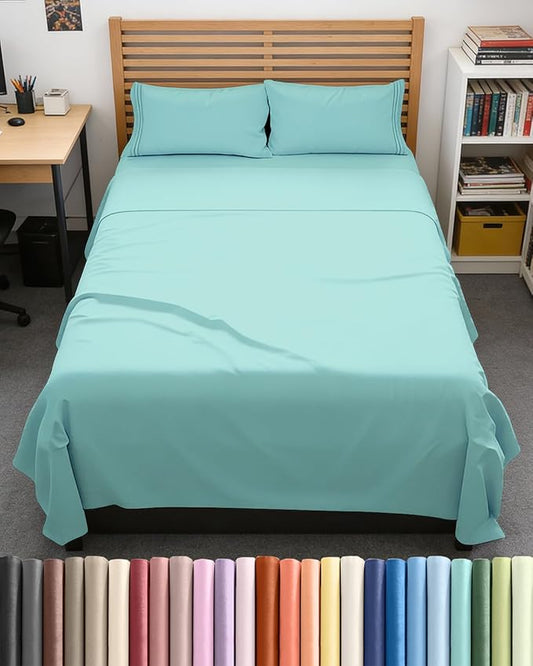 Full XL Size 4 Piece Sheet Set - Comfy Breathable & Cooling Bed Sheets Set - Hotel Luxury Bedding for Women, Men, Kids, Teens, Boys & Girls - Deep Pockets, Soft & Wrinkle Free - Oeko-Tex - Spa Blue