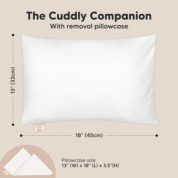 KeaBabies Toddler Pillow with Pillowcase - 13x18 My Little Cuddly Kids Travel Pillows for Sleeping, Nap, Viscose from Bamboo Nursery Pillowcase, Soft & Breathable, Toddler 2-5 Years Old (Soft White)
