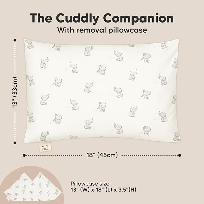 KeaBabies Toddler Pillow with Pillowcase - 13x18 My Little Cuddly Kids Travel Pillows for Sleeping, Nap, Viscose from Bamboo Nursery Pillowcase, Soft & Breathable, Toddler 2-5 Years Old (Elly)