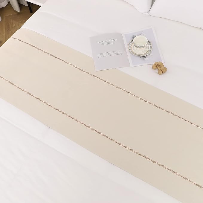 Bed Runner 260 x 50 cm for King Size Bed, Bed Throws for Foot of Bed, Beige Bed Runner Bedding Scarves Decorations for Bedroom Hotel Wedding Room