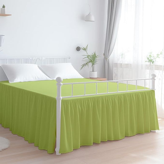 Premium Microfiber Full Ruffled Bed Skirt, 18” Drop with Split Corners, Soft Wrinkle Free Bedskirt with Platform, Solid Sage Dust Ruffle for 54" x 75" Mattress