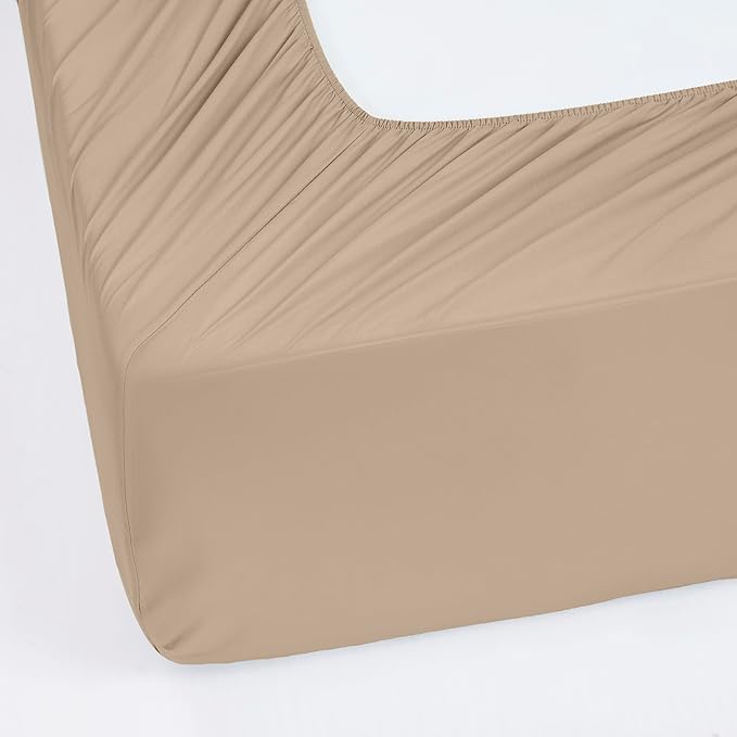 Modern Threads 6-Piece Bed Sheet Set - Deep Pocket, Soft Brushed Microfiber Sheets, Cool & Breathable for Mattress Up to 21 Inches, Includes 4 Pillowcases, Flat & Fitted Sheets, Cream Full